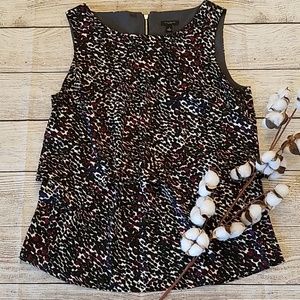Ann Taylor Purple & Black tiered Sleeveless blouse